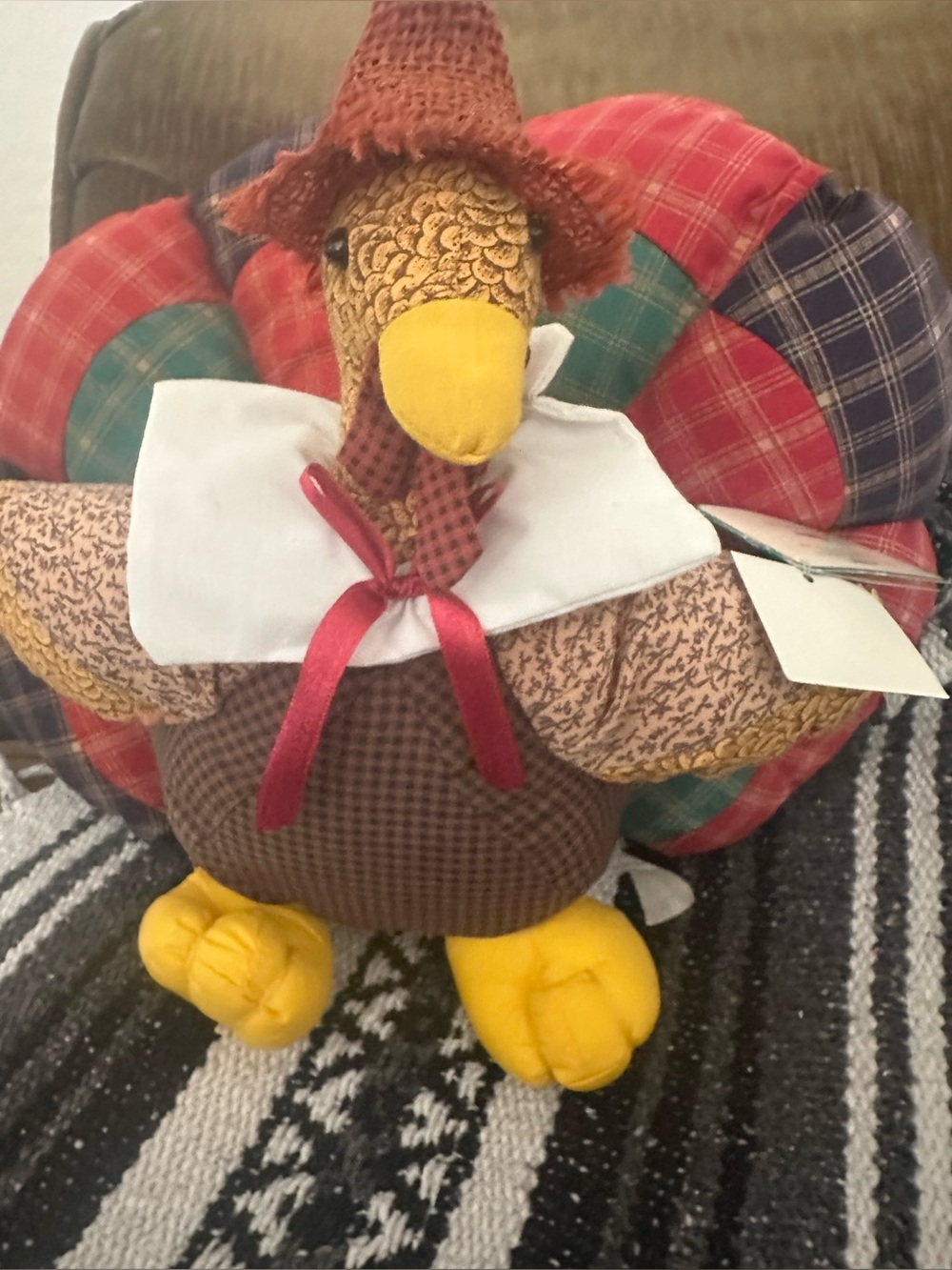 Thanksgiving turkey in pilgrim outfit plush/decor NWT - Picture 6 of 15